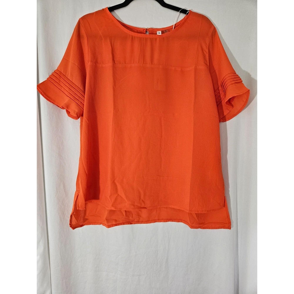 NY Collection Womens Crepe & Chiffon Shift Blouse, Yellow, Petite, P/PL